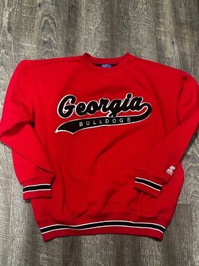 STARTER Red Georgia Bulldogs Crewneck Sweater